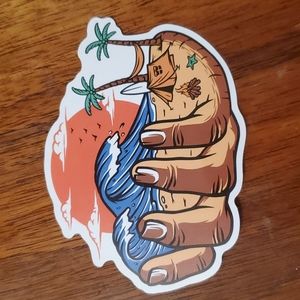 Camping by the ocean Sticker